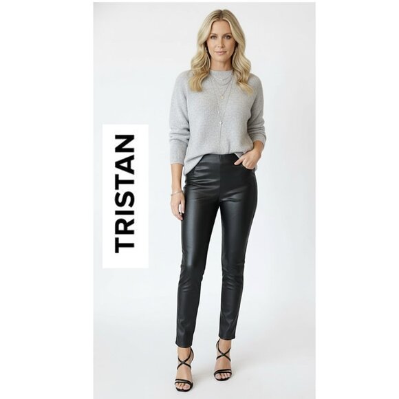 TRISTAN - Black faux leather leggings - Picture 1 of 9